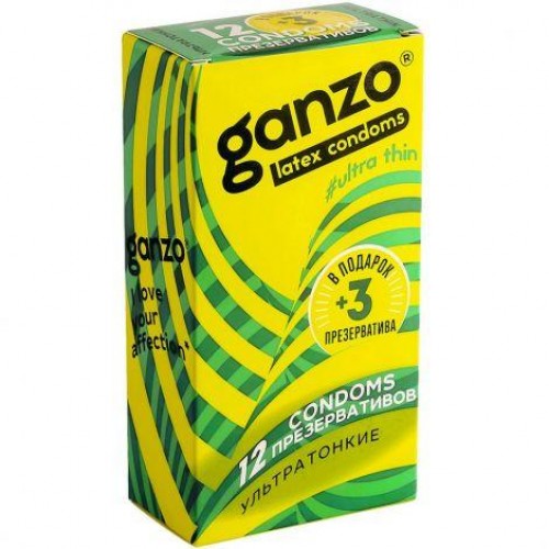 Купить Ультратонкие презервативы Ganzo Ultra thin - 15 шт. код товара: Ganzo Ultra thin №12+3/Арт.390285. Секс-шоп в СПб - EROTICOASIS | Интим товары для взрослых 