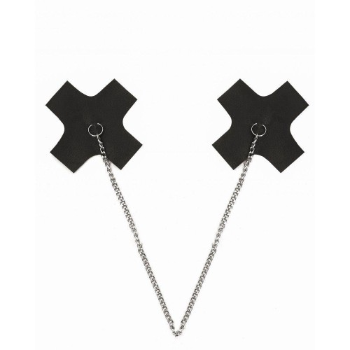 Фото товара: Черные пэстисы-кресты с цепочкой, код товара: 941-13-1 black dd/Арт.393360, номер 1