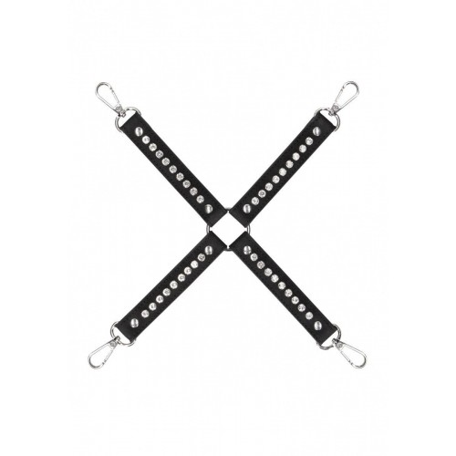Купить Черный крестообразный фиксатор Diamond Studded Hogtie код товара: OU574BLK/Арт.395645. Секс-шоп в СПб - EROTICOASIS | Интим товары для взрослых 