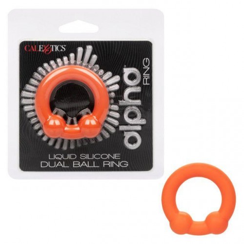 Фото товара: Оранжевое эрекционное кольцо Liquid Silicone Dual Ball Ring, код товара: SE-1492-12-2/Арт.399726, номер 2
