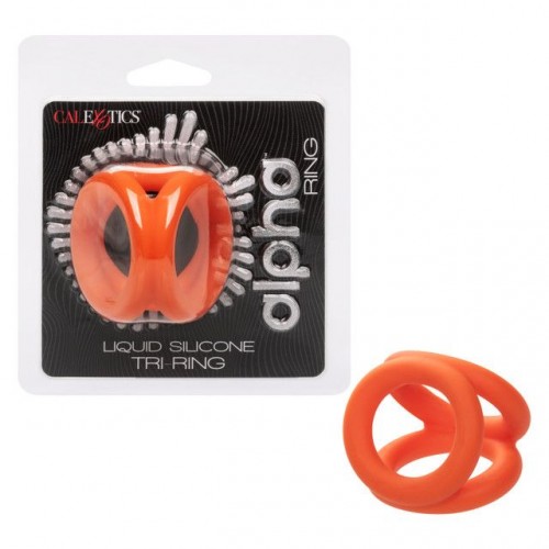 Фото товара: Оранжевое тройное эрекционное кольцо Liquid Silicone Tri-Ring, код товара: SE-1492-36-2 / Арт.399727, номер 1