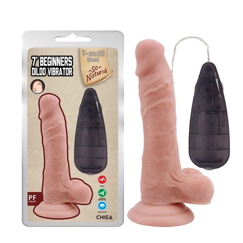 Фото товара: Телесный вибратор с мошонкой на присоске 7 Inch Beginners Dildo Vibrator - 18,6 см., код товара: CN-101831177/Арт.409193, номер 1