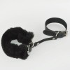 Фото товара: Черные кожаные наручники со съемной опушкой, код товара: 3442-1/Арт.410095, номер 1