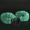 Фото товара: Черные кожаные оковы со съемной зеленой опушкой, код товара: 3443-19/Арт.410102, номер 1