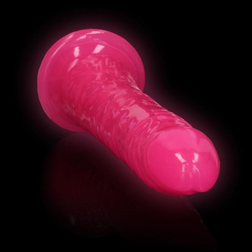 Фото товара: Розовый люминесцентный фаллоимитатор на присоске - 22 см., код товара: REA143GLOPNK1/Арт.416550, номер 4