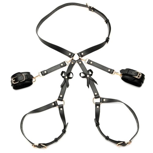 Фото товара: Черная сбруя Bondage Harness на бедра с бантиками - размер M-L, код товара: AH088-ML/Арт.416600, номер 4