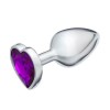 Фото товара: Серебристая анальная пробка с фиолетовым кристаллом в форме сердца - 7 см., код товара: 5215673/Арт.417224, номер 1