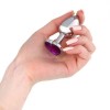 Фото товара: Серебристая анальная пробка с фиолетовым кристаллом в форме сердца - 7 см., код товара: 5215673/Арт.417224, номер 2