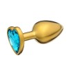 Фото товара: Золотистая анальная пробка с голубым кристаллом в форме сердца - 7 см., код товара: 5215680/Арт.417226, номер 1
