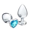 Фото товара: Серебристая коническая анальная пробка с голубым кристаллом-сердечком - 9 см., код товара: 7577467/Арт.417508, номер 1