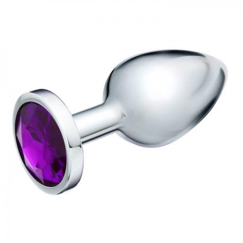 Купить Серебристая металлическая анальная пробка с фиолетовым кристаллом - 9 см. код товара: 7577473/Арт.417514. Секс-шоп в СПб - EROTICOASIS | Интим товары для взрослых 