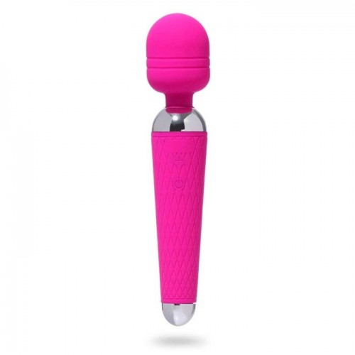 Купить Ярко-розовый жезловый вибромассажер с рифленой ручкой - 20 см. код товара: 7618973/Арт.417525. Онлайн секс-шоп в СПб - EroticOasis 