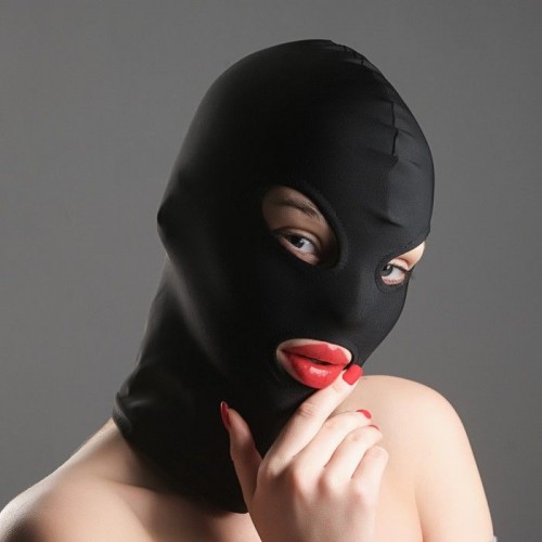 Купить Черная эластичная маска БДСМ с прорезями для глаз и рта код товара: 9269529/Арт.417724. Секс-шоп в СПб - EROTICOASIS | Интим товары для взрослых 