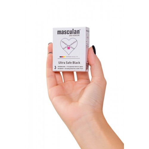 Фото товара: Ультрапрочные презервативы Masculan Ultra Safe Black - 3 шт., код товара: Masculan Ultra Safe Black №3/Арт.426837, номер 3