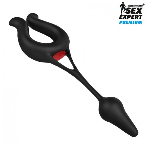 Фото товара: Черная вибронасадка Sex Expert с анальной втулкой, код товара: SEM-55240/Арт.427719, номер 4