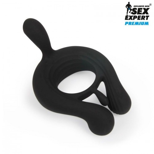 Фото товара: Черное эрекционное виброкольцо Sex Expert с пультом ДУ, код товара: SEM-55230/Арт.428498, номер 4