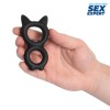 Фото товара: Черное двойное эрекционное кольцо с кошачьими ушками, код товара: SEM-55266/Арт.432151, номер 1