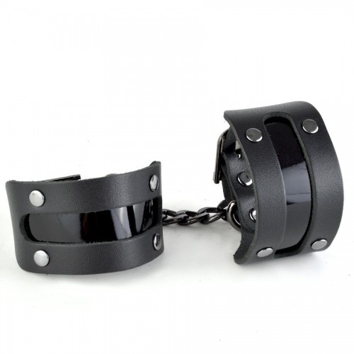 Купить Чёрные наручники с вставкой «Пятница» код товара: 3446-10/Арт.432634. Секс-шоп в СПб - EROTICOASIS | Интим товары для взрослых 