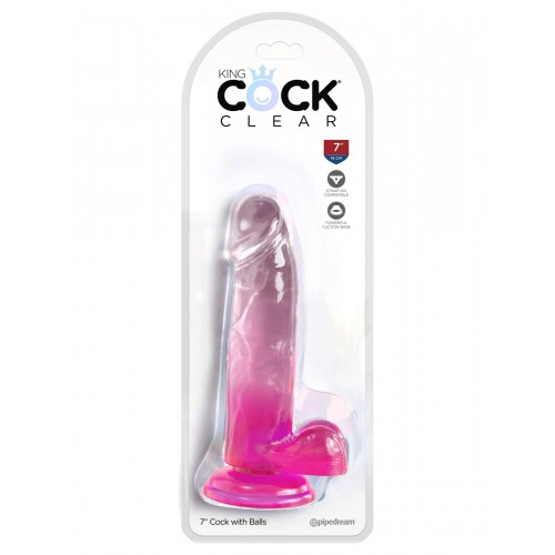 Фото товара: Розовый фаллоимитатор с мошонкой на присоске 7’’ Cock with Balls - 20,3 см., код товара: PD5754-11/Арт.433293, номер 1