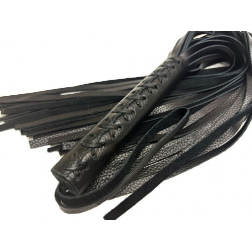 Фото товара: Черная многохвостовая плеть из мягкой кожи - 57 см., код товара: 54019ars/Арт.437191, номер 2