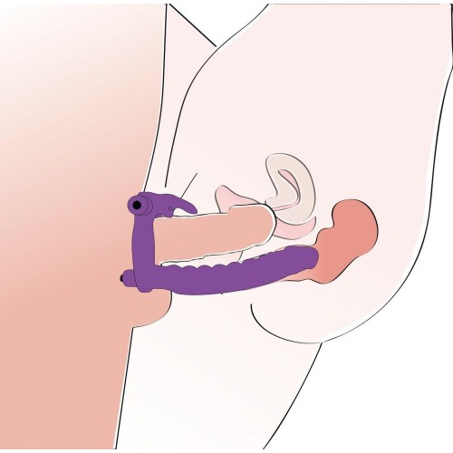Фото товара: Фиолетовая насадка на пенис для двойной стимуляции Los Analos - 16 см., код товара: 05834480000/Арт.56723, номер 4