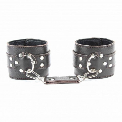 Фото товара: Коричневые кожаные наручники на металлической цепочке, код товара: 51017ars/Арт.62612, номер 1