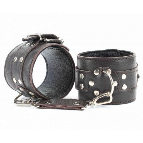 Купить Коричневые кожаные наручники на металлической цепочке код товара: 51017ars/Арт.62612. Секс-шоп в СПб - EROTICOASIS | Интим товары для взрослых 
