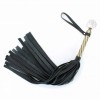 Фото товара: Черная плеть с широкими хлыстами и металлической ручкой с кристаллом - 60 см., код товара: 54021ars/Арт.62616, номер 2