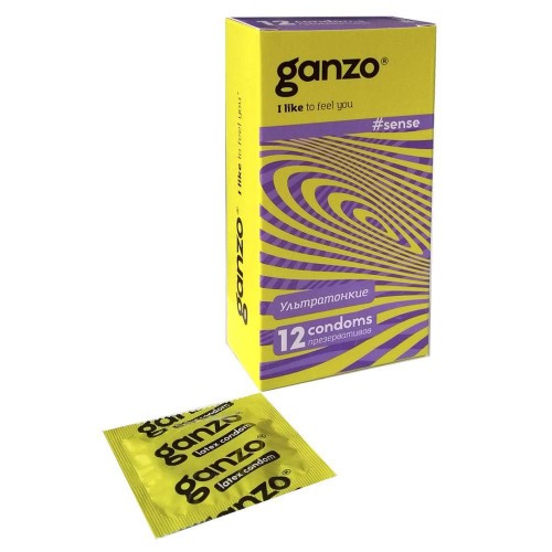 Фото товара: Тонкие презервативы для большей чувствительности Ganzo Sence - 12 шт., код товара: Ganzo Sence №12/Арт.62968, номер 1