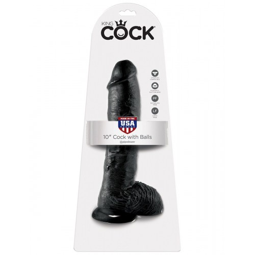 Купить Реалистичный чёрный фаллоимитатор-гигант 10  Cock with Balls - 25,4 см. код товара: PD5509-23/Арт.63939. Секс-шоп в СПб - EROTICOASIS | Интим товары для взрослых 