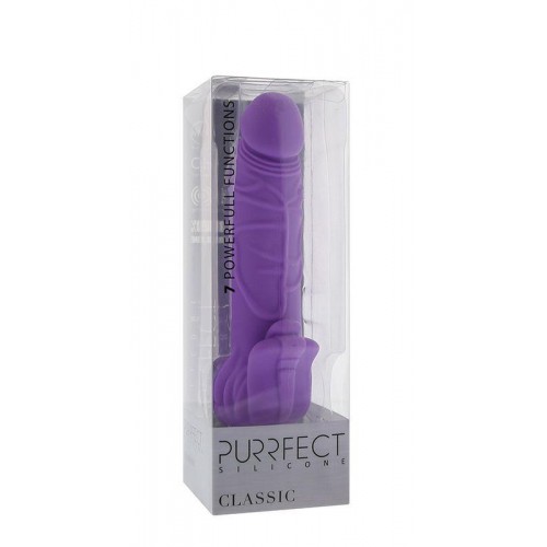 Фото товара: Фиолетовый вибратор с лепестками в основании PURRFECT SILICONE CLASSIC 7INCH PURPLE - 18 см., код товара: 20776/Арт.64129, номер 1