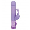 Купить Фиолетовый силиконовый вибратор с виброзайчиком - 16,5 см. код товара: 220180/Арт.64833. Секс-шоп в СПб - EROTICOASIS | Интим товары для взрослых 