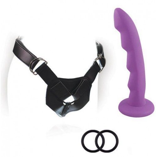 Купить Фиолетовый страпон на регулируемом поясе с кольцами ADVANCED HARNESS KIT WITH AI - 16,5 см. код товара: BL-80911/Арт.64876. Онлайн секс-шоп в СПб - EroticOasis 
