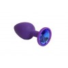 Купить Фиолетовая силиконовая пробка с синим стразом - 7,1 см. код товара: 47081/Арт.66216. Секс-шоп в СПб - EROTICOASIS | Интим товары для взрослых 