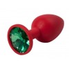 Купить Красная силиконовая пробка с зеленым кристаллом - 7,1 см. код товара: 47155/Арт.66218. Секс-шоп в СПб - EROTICOASIS | Интим товары для взрослых 