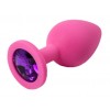 Купить Розовая силиконовая пробка с фиолетовым кристаллом - 8,2 см. код товара: 47130/Арт.66225. Секс-шоп в СПб - EROTICOASIS | Интим товары для взрослых 
