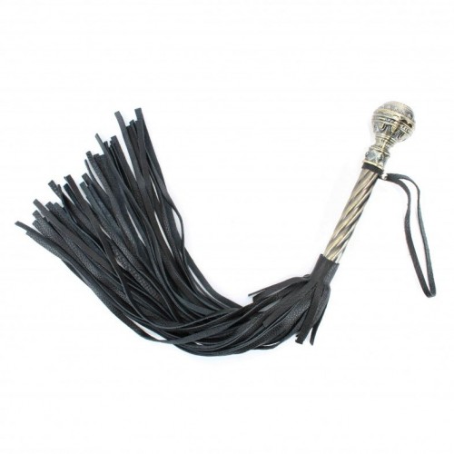 Фото товара: Чёрная многохвостая плеть с кованой рукоятью - 60 см., код товара: 54023ars/Арт.66676, номер 1