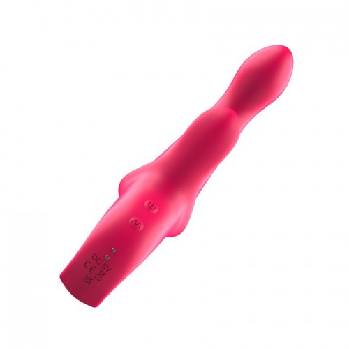 Фото товара: Розовый вибратор со стимулятором клитора и ручкой-кольцом - 22,6 см., код товара: MY- 1904/Арт.460394, номер 3