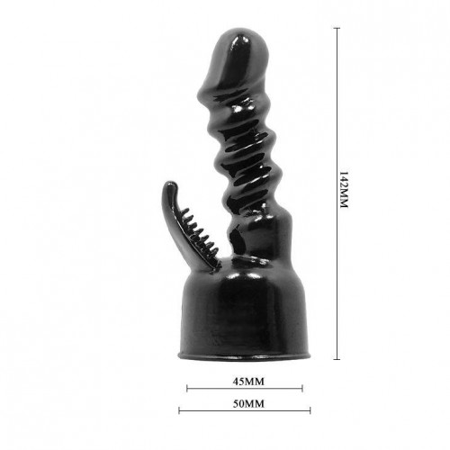 Фото товара: Чёрная насадка на вибромассажёр для клиторально-вагинального массажа, код товара: BI-014353/Арт.67140, номер 1