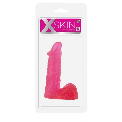 Фото товара: Розовый гелевый фаллоимитатор XSKIN 6 PVC DONG - 15 см., код товара: 20597/Арт.67537, номер 1