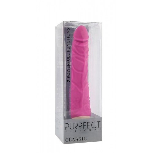 Фото товара: Розовый вибратор-реалистик с венками PURRFECT SILICONE CLASSIC 7.1INCH PINK  - 18 см., код товара: 20781/Арт.67554, номер 1