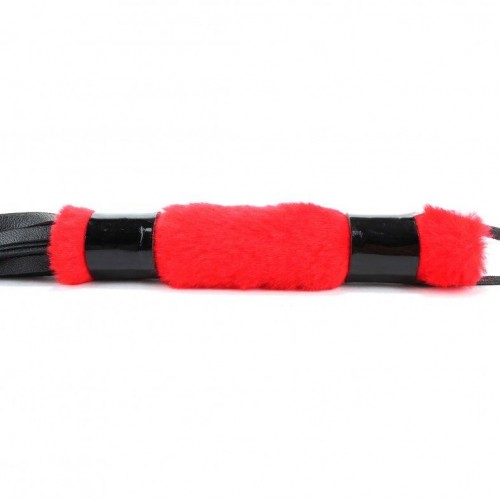 Фото товара: Черная плеть с красной меховой рукоятью - 44 см., код товара: 740002ars/Арт.67985, номер 3