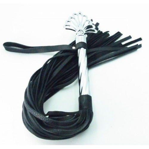 Фото товара: Черная плеть с металлической рукоятью - 60 см., код товара: 54026ars/Арт.68342, номер 2