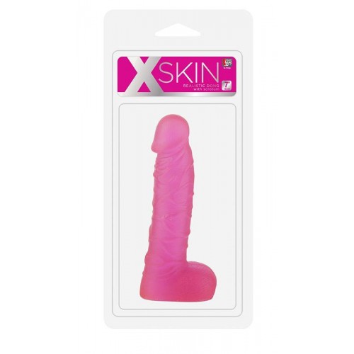 Фото товара: Розовый фаллоимитатор XSKIN 7 PVC DONG TRANSPARENT PINK - 18 см., код товара: 20594/Арт.68433, номер 1
