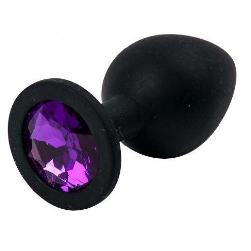 Купить Черная силиконовая анальная пробка с фиолетовым стразом - 8,2 см. код товара: 47136/Арт.69645. Секс-шоп в СПб - EROTICOASIS | Интим товары для взрослых 