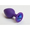 Купить Фиолетовая силиконовая анальная пробка с голубым стразом - 8,2 см. код товара: 47101/Арт.69665. Секс-шоп в СПб - EROTICOASIS | Интим товары для взрослых 