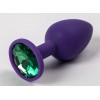 Купить Фиолетовая силиконовая анальная пробка с зеленым стразом - 7,1 см. код товара: 47156/Арт.69666. Секс-шоп в СПб - EROTICOASIS | Интим товары для взрослых 