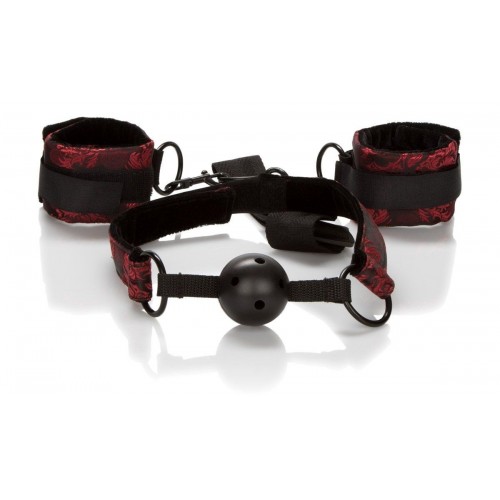 Купить Кляп с наручниками Breathable Ball Gag With Cuffs код товара: SE-2712-11-3/Арт.70730. Секс-шоп в СПб - EROTICOASIS | Интим товары для взрослых 