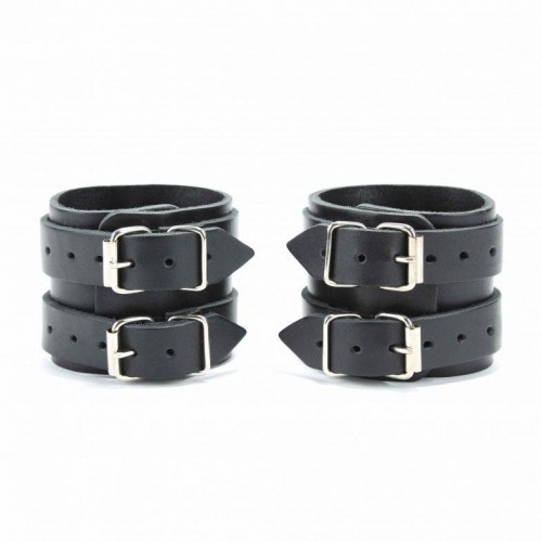 Фото товара: Черные широкие наручники с двумя ремешками, код товара: 51019ars/Арт.70796, номер 1