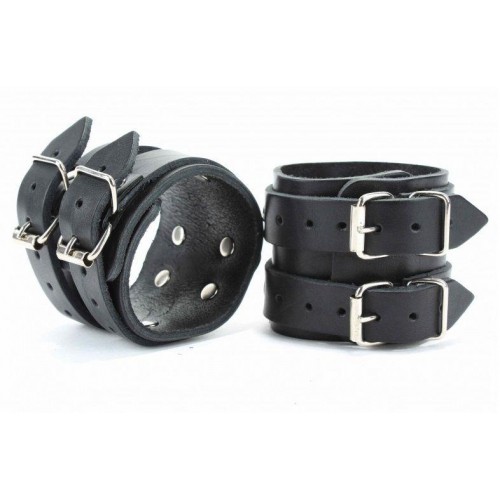 Купить Черные широкие наручники с двумя ремешками код товара: 51019ars/Арт.70796. Секс-шоп в СПб - EROTICOASIS | Интим товары для взрослых 